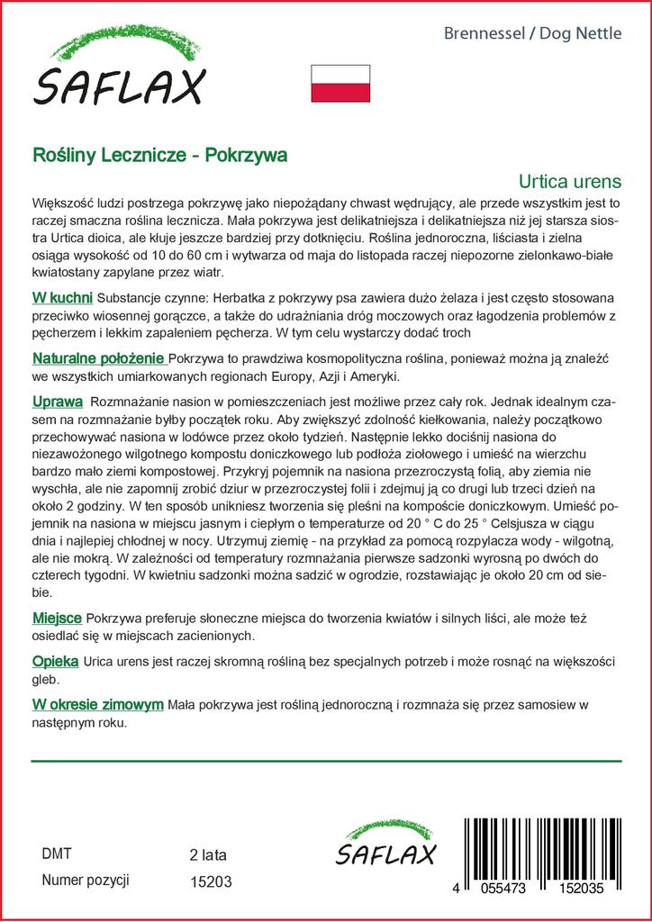 SAFLAX Garden In the Bag - Dog Nettle - 150 Seeds - With Substrate In a Fitting Stand Up Bag - Urtica Urens