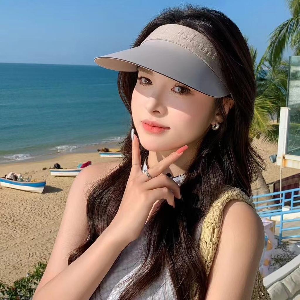 Summer New Seamless One-piece Ice Silk Empty Top Hat Korean Version Fashionable and Beautiful Youth Sports Topless Sun Hat