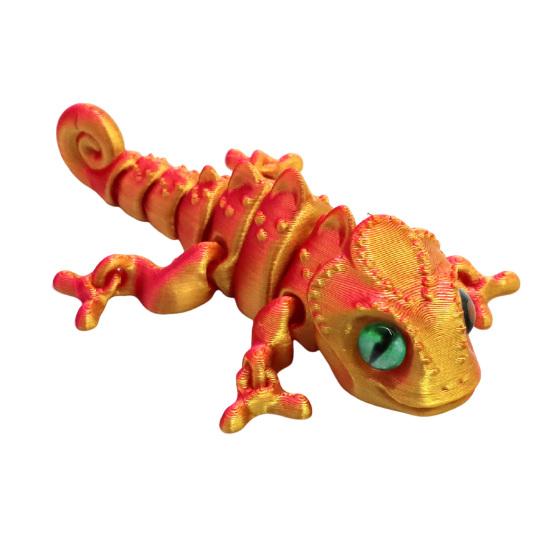 3D Printed Chameleon Figurine Movable Joints Mini Lizard Figure Articulated Animal