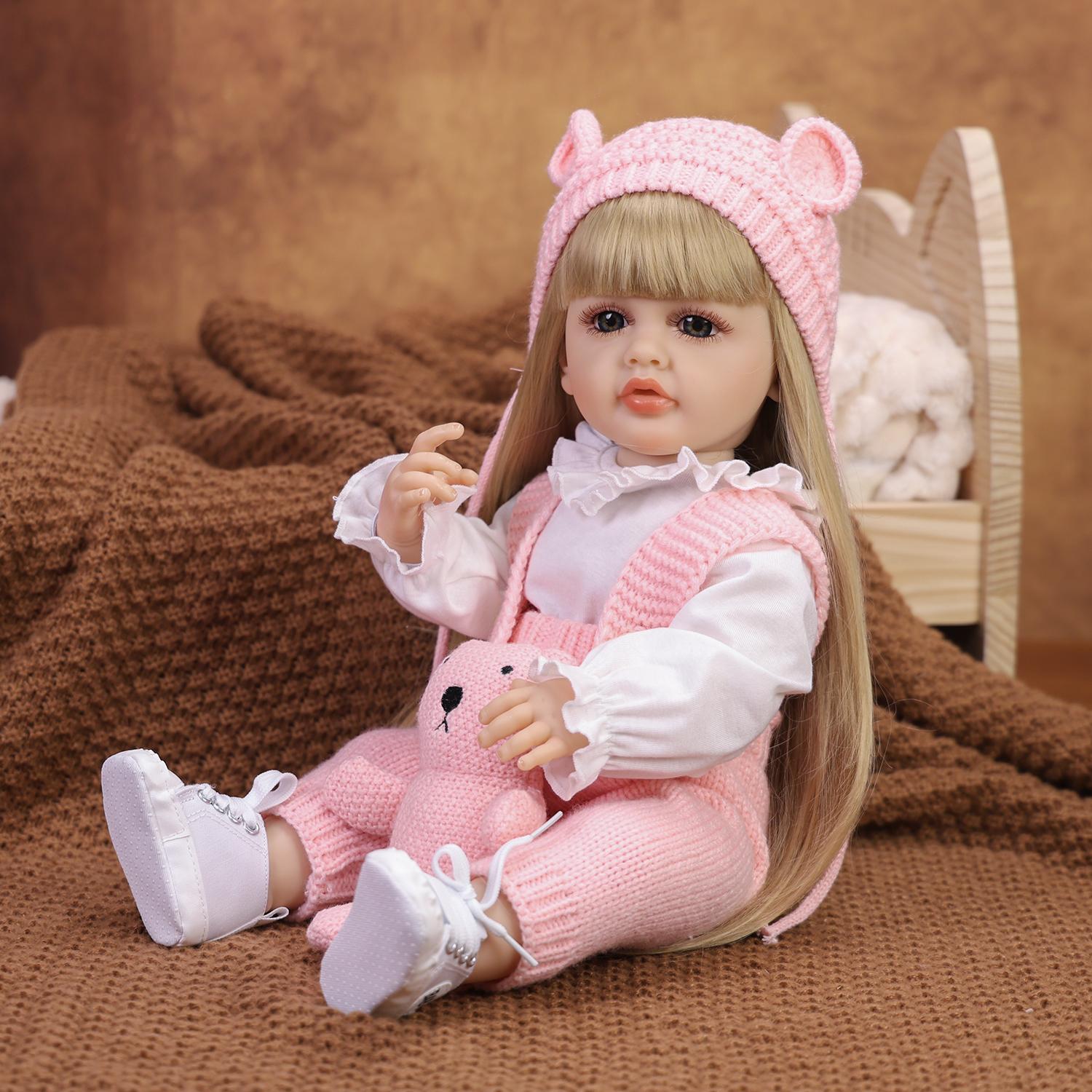 

Lifelike 22 Inch Reborn Baby Doll Full Silicone Vinyl Washable Newborn Babies Girl Dolls Playmates DIY Toy 22 inch