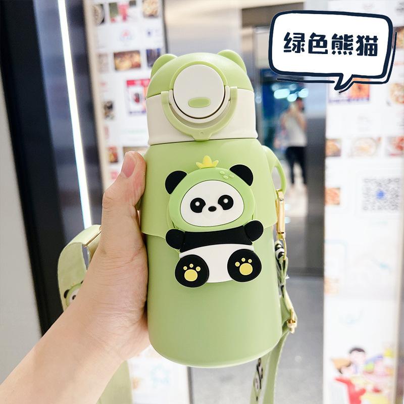 Cartoon doll stainless steel thermos cup student kettle straw water cup gift cup portable cute