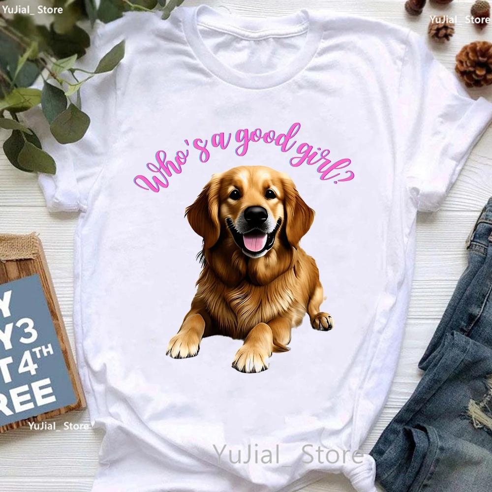 Golden Retriever Hunting Dogs Animal Print T Shirt For Girls Australian Shepherd Dog With Flower Tshirt Unisex Harajuku Shirt