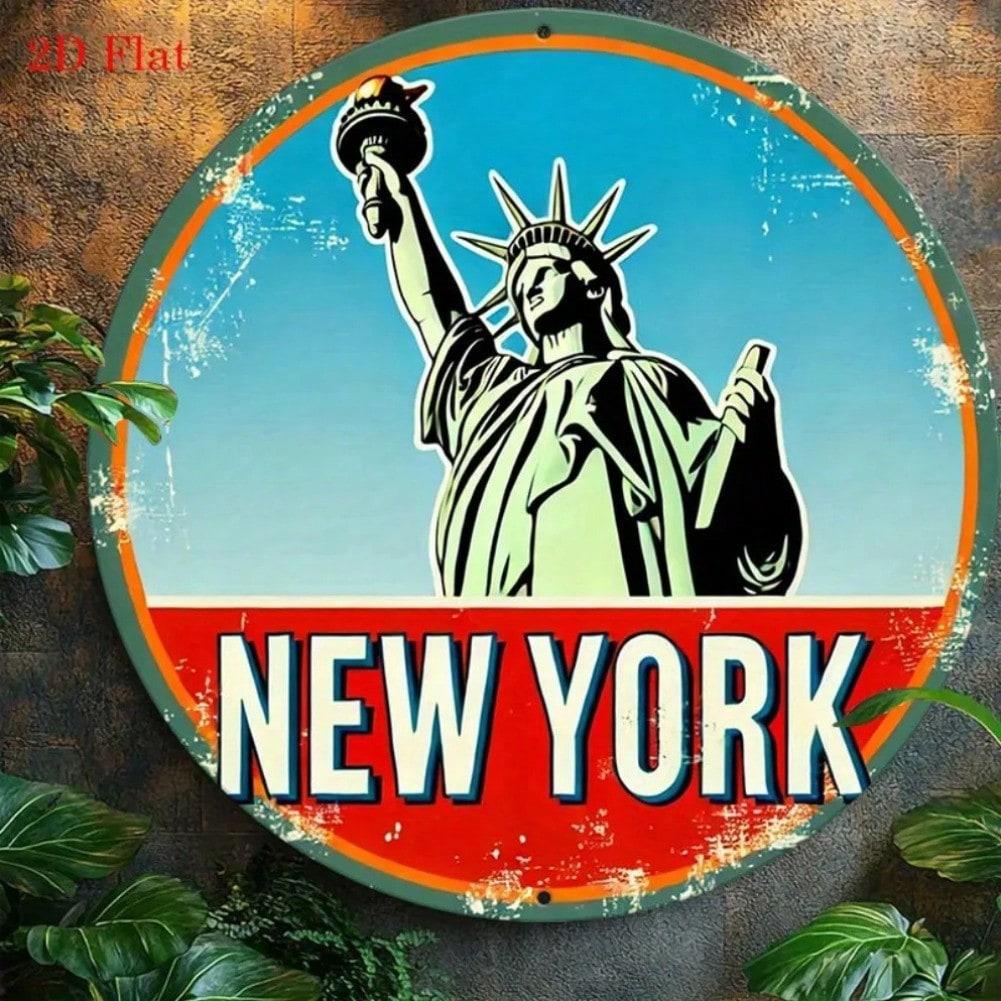 

Vintage Metal Wall Art Statue Of Liberty Sign Home Office Decor 20x20