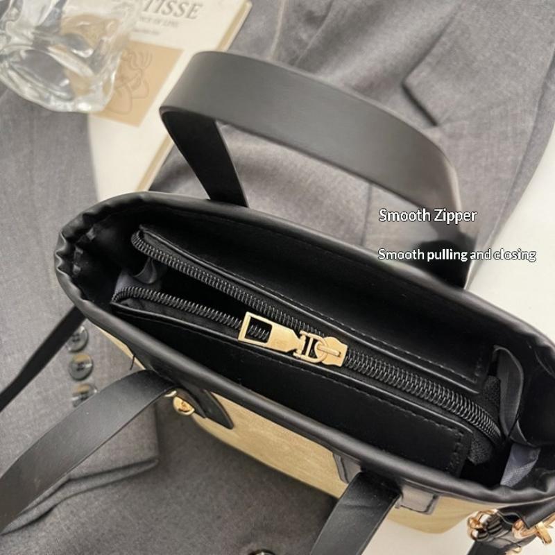 Small Square Crossbody Bag For Women Trendy Versatile Bucket Handheld Bag Color Blocked Shoulder Bag