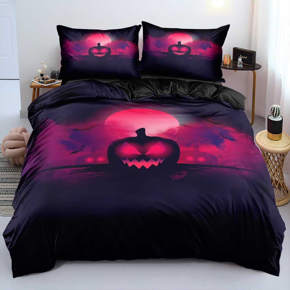 Large 3D Skull Duvet Cover Halloween Bedding Set Spooky Bedding Set For Boys Horror Gothic Bedroom Decor 3 Piece Set No Quilt