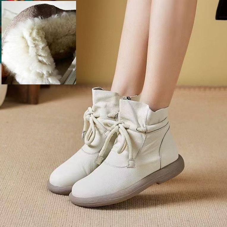 Natūralios odos šilti vilnoniai batai Žieminiai aulinukai moterims Medvilniniai batai Plokščiapadžiai Neslystantys Minkštapadžiai Moteriški batai
