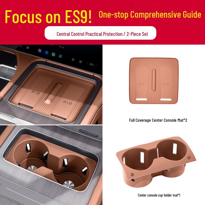 Nio ES8 Center Console Wireless Charger and Cup Holder Silicone Storage Box for 26 Models