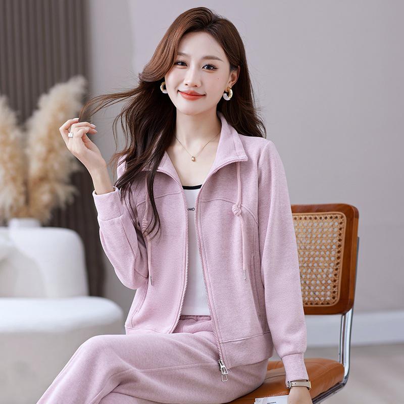 Chic Cashmere Cardigan & Slimming Sportswear Set for Women - 2025 Spring/Autumn Running Suit, Two-Piece.