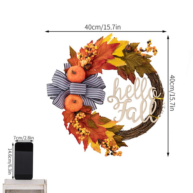 

День Благодарения Деревянное Атмосферное Украшение Рукоделие Стена Дверь Пластиковая Тыква Домашняя Вечеринка Бант Венок Орнамент 40см*40см