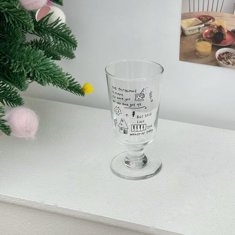 Shuangqi Minimalist Line Art High-Foot Glass Cups
