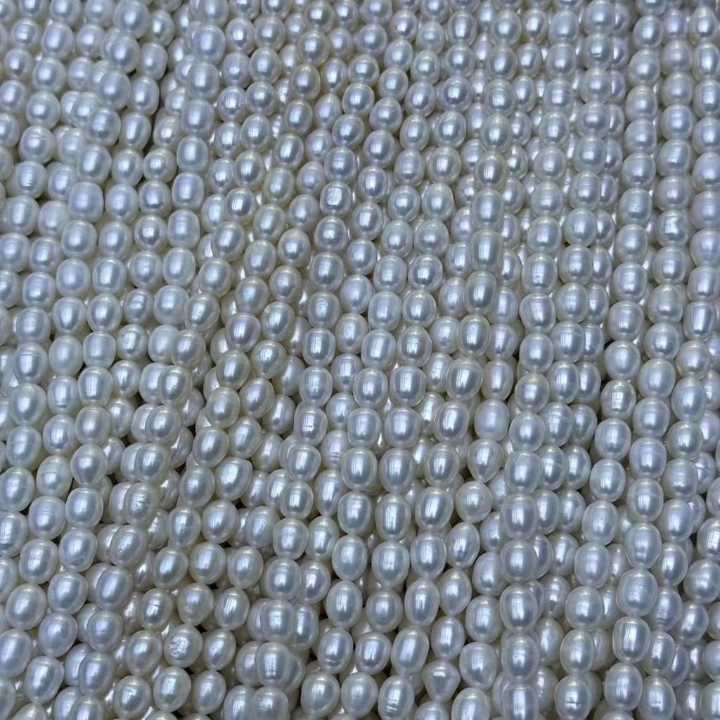 1String, White Natural Freshwater Pearls, Handmade Rice Shape Pearl Beads, 7.5-8.5mm, for DIY Necklace, Jewelry Making Crafts, Length 36 Cm