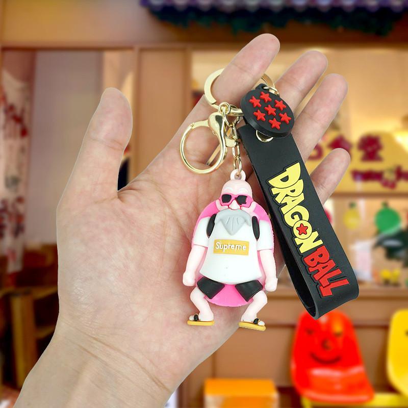 Lindo Llavero de PVC de Dibujos Animados de Dragon Ball Z Accesorios Divertido Llavero de Goma Duradero Para Goku Gohan Tien Buu Maestro Roshi