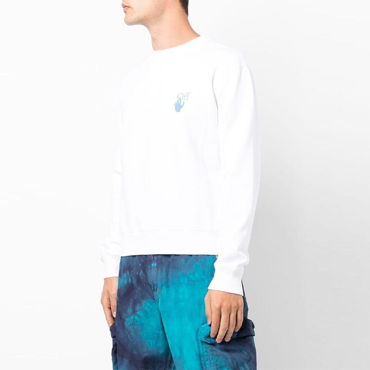 Off-White FW21 Logo Slogan Pullover Sweatshirt Men Tops White OMBA025F21FLE0040184