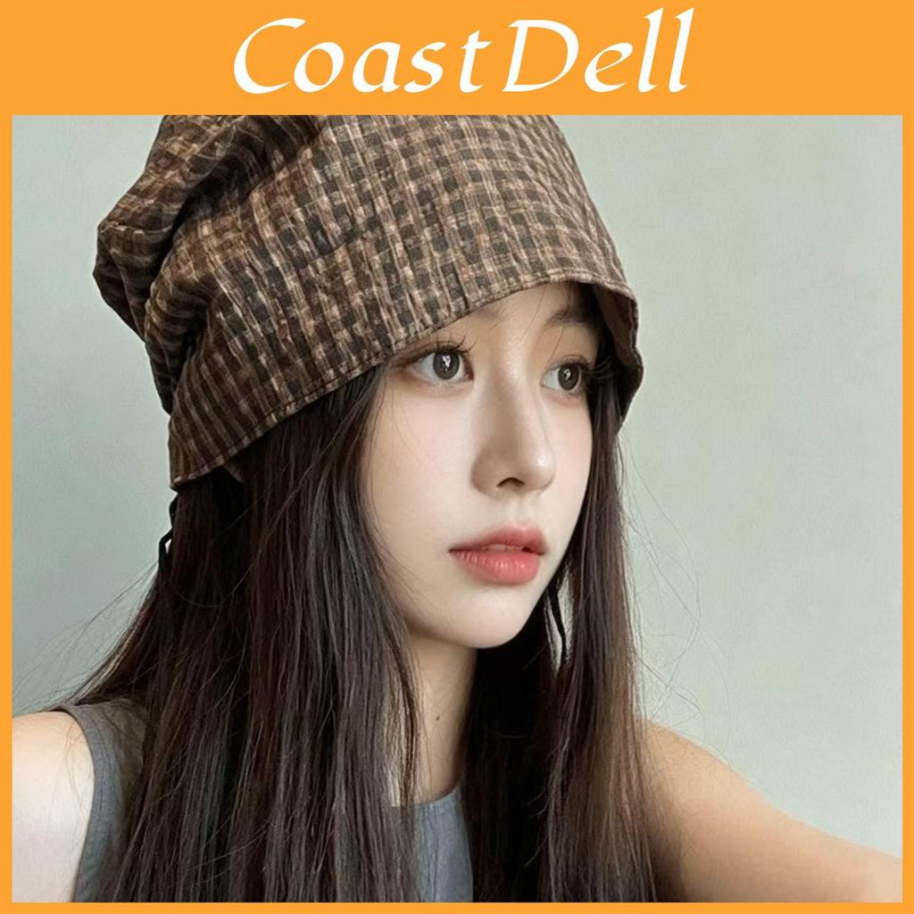 Vintage Plaid Bucket Hat With Breathable Polyester For Streetwear And Sun Protection