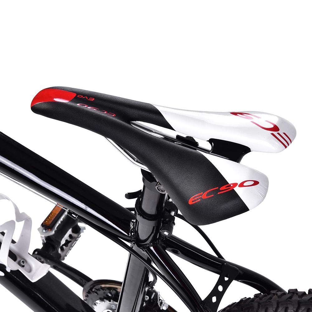 VGEBY1 Bicycle Saddle for Road and Mountain Ultra High and Durable PU Leather Bicycle Cushion Bike Black White Bikes, Lightweight, Strength, Seat,