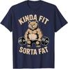 Kinda Fit Sorta Fat  Funny Gym Bear Weightlifting Workout TShirt Y2k Humor Raccoon Weightlifter Fitness Saying Tee Novelty Top