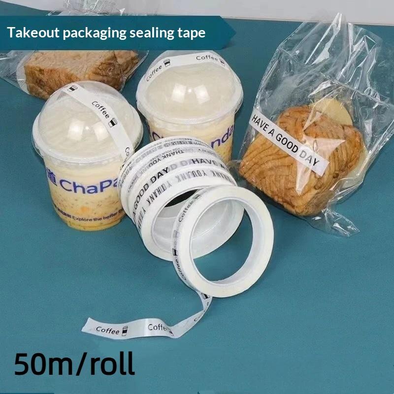 Shipping Lable Tape Take-Out Sticker Thank You White Color Baking Bottle Coffe Cup Seal Adhesive Stickers Packaging Tape