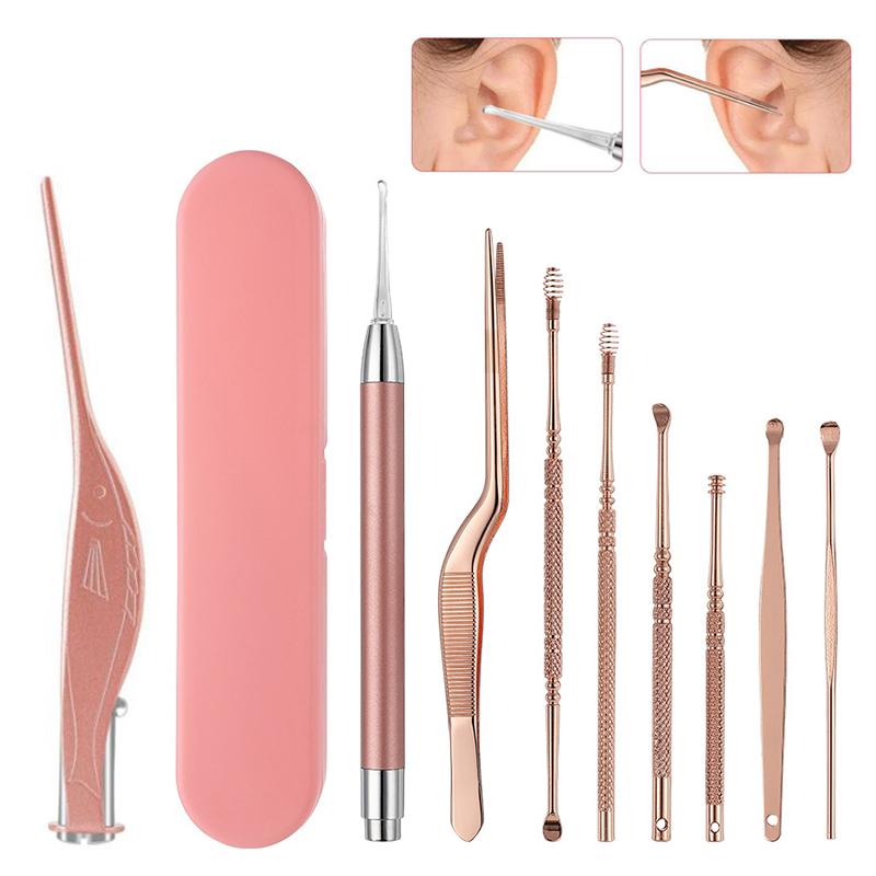 Ear Cleaning Kit With Led Light Ear Wax Removal Kit For Kids And Adults Earwax Spoon Digger & Tweezers Ear Cleaning Tool Set