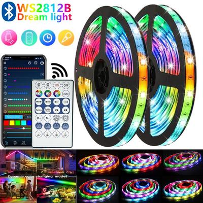 Taśmy LED światła 1M-30M WS2812B USB 5050 RGB Bluetooth pilot na podczerwień Luces elastyczna lampa diodowa taśma na festiwal SMD