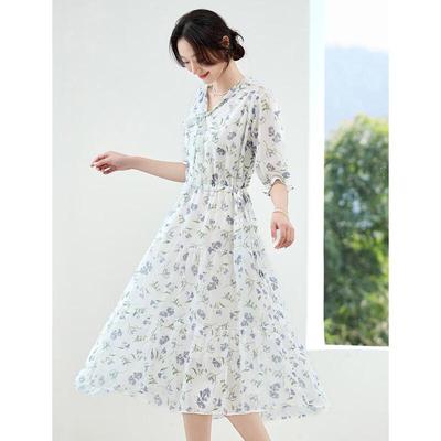 Vestito midi a trapezio con stampa floreale da donna ORIGIN
