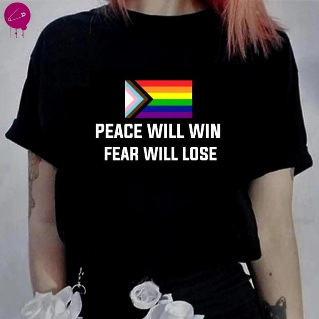 Peace Will Win Fear Will Lose Gothic Occult LGBTQIA+ Pride Alternative T Shirt S
