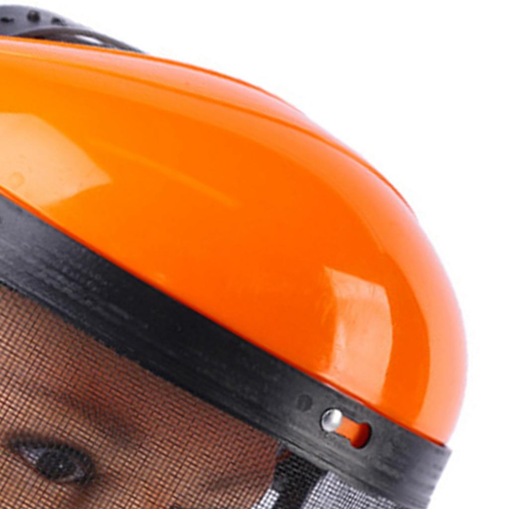 Full Face Steel Mesh Mask Head Mounted Lawn Mowing Mask Safety Protective Face Mask for Garden Orange