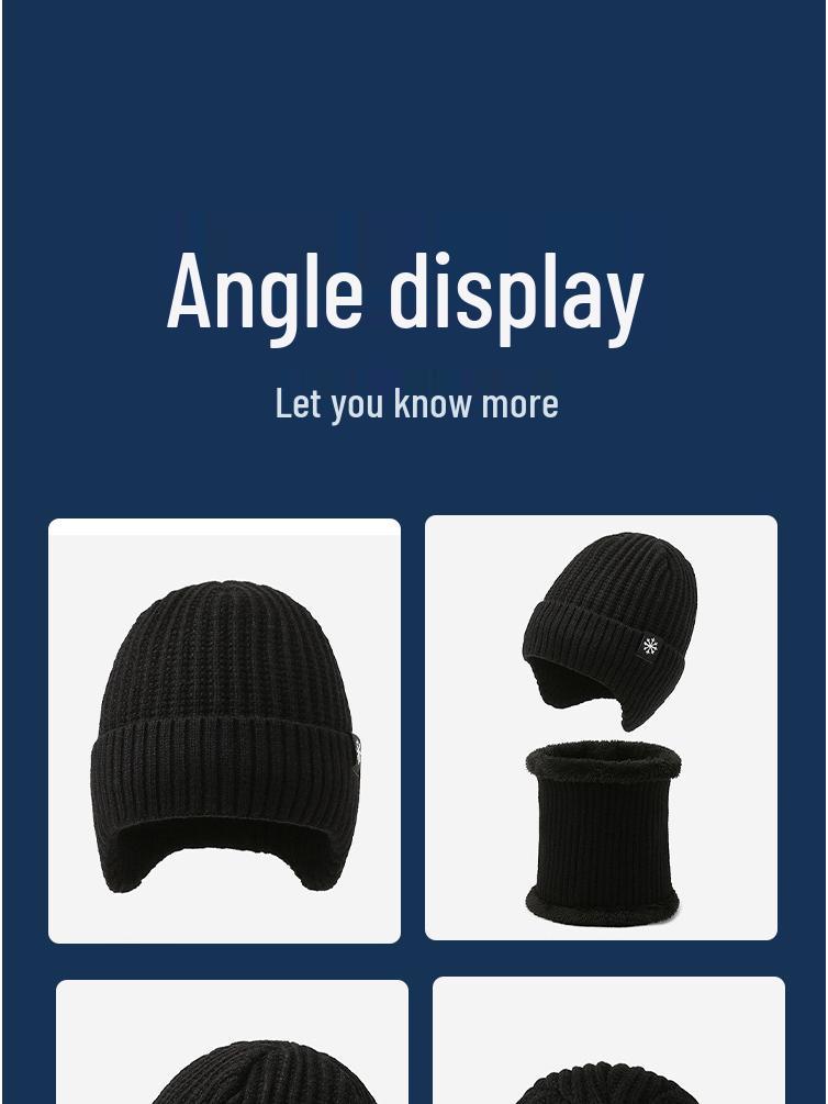Men's Winter Wool Hat & Scarf Set: Thickened, Ear-Protecting, Cold-Proof, Warm, Knitted, Ideal for Riding