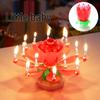 Musical Happy Birthday Lotus Flower Candle - Rotating, Blooming, and Singing Cake Decoration