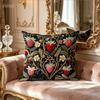 William Morris Style Strawberry Vine Print Throw Pillow Cover, Vintage Botanical Floral Decorative Cushion For Sofa Couch