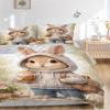 3pcs Anime Bunny Hoodie Sweatshirt Bedding Set - Includes One Quilt Cover and Two Pillowcases (No Core) - Perfect for Bedroom and Guest Room
