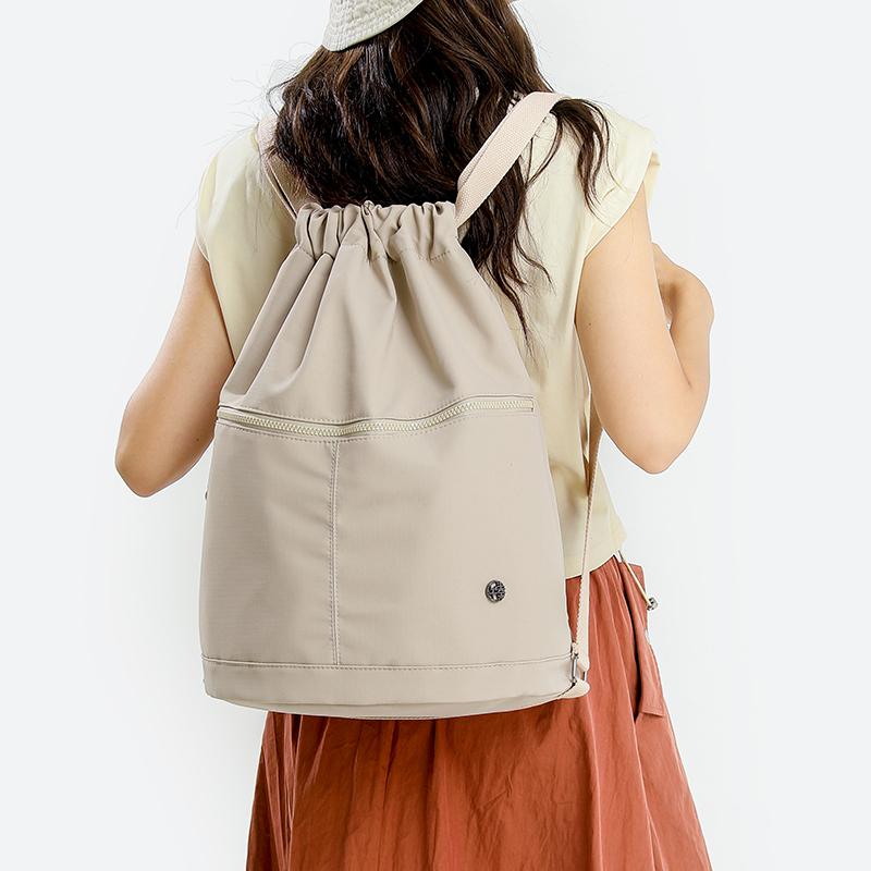 Lightweight Drawstring Pocket Solid Color Sports Backpack Women's Large Capacity Fitness Drawstring Backpack