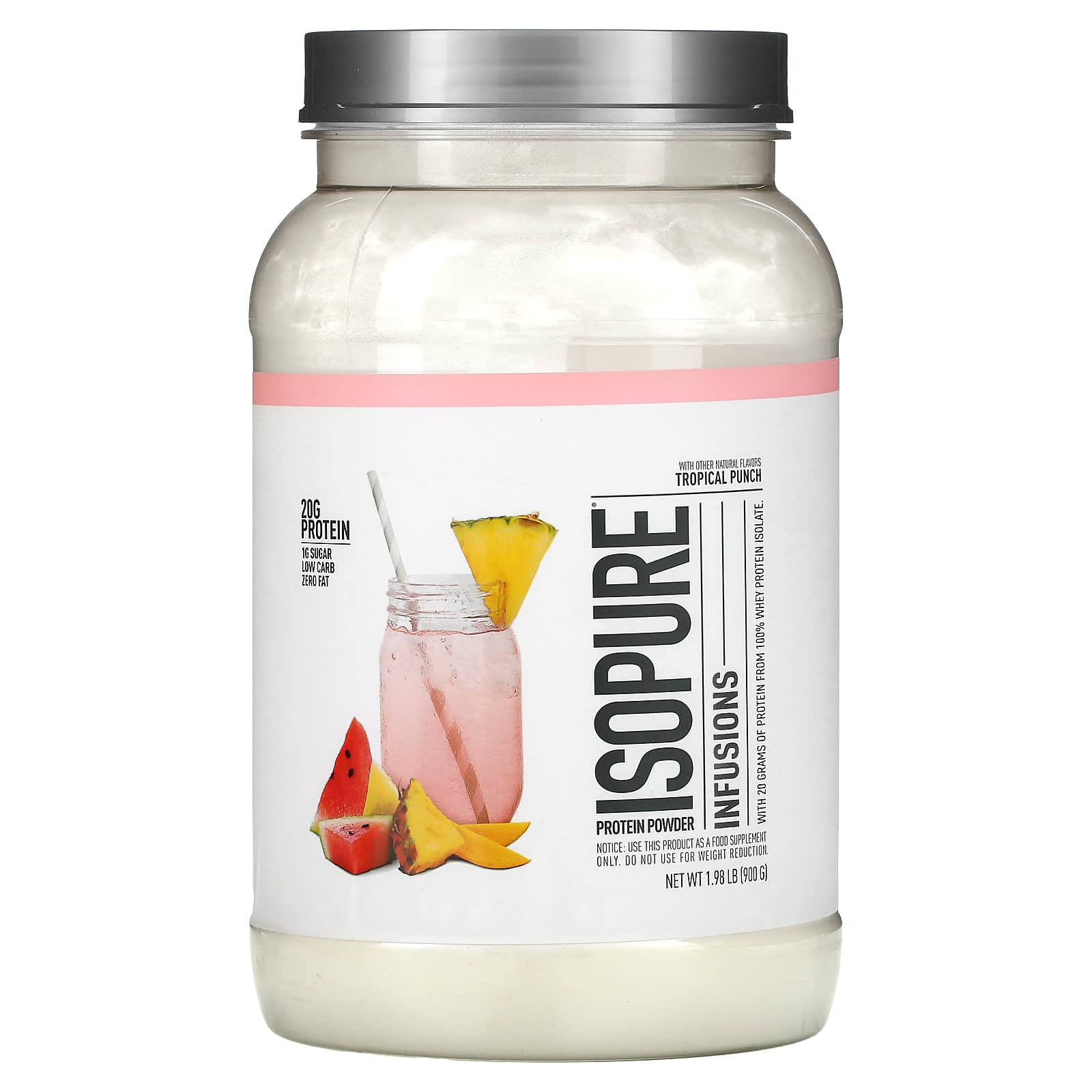 

Isopure, Infusions Протеїновий порошок, Тропічний пунш, 1,98 фунта (900 г)