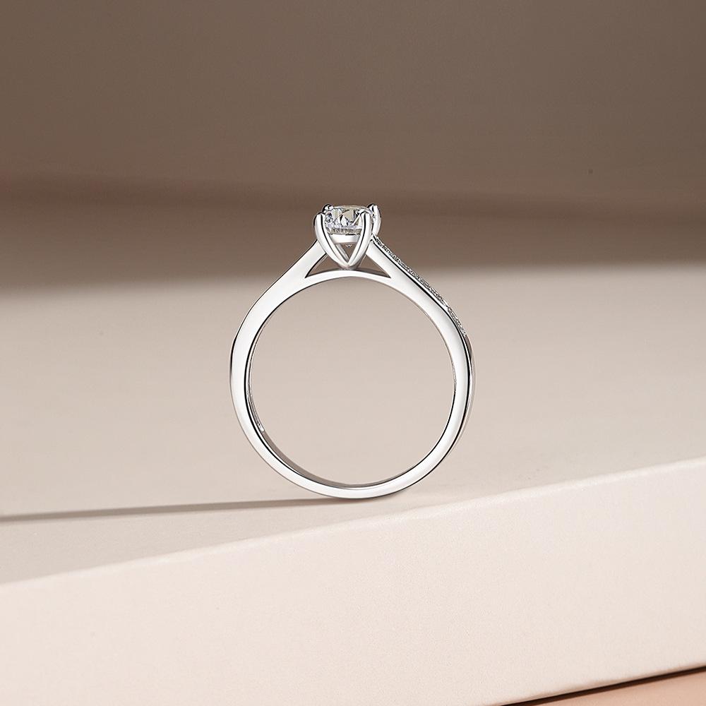 Japanese-Korean Style 0.5ct Moissanite Diamond Ring for Women, 925 Sterling Silver, High-End Niche Design
