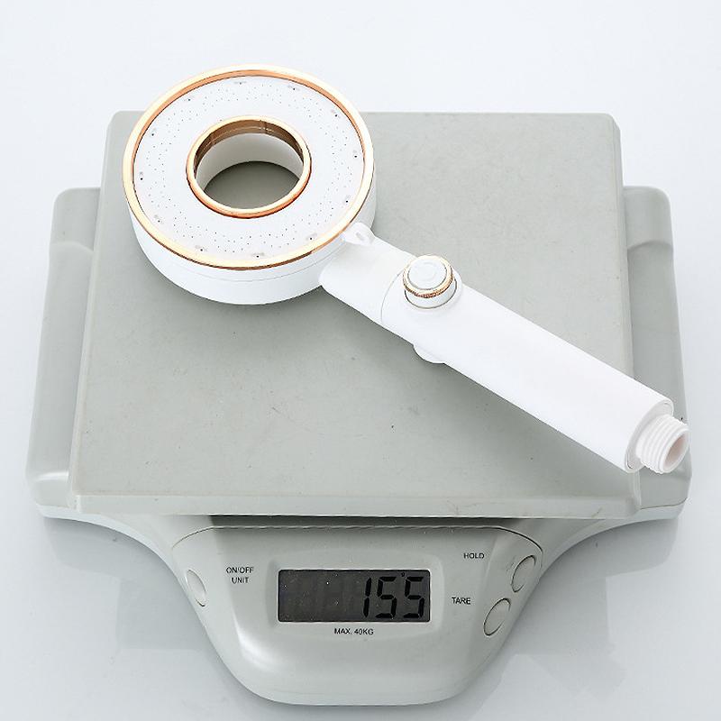 Högtrycksduschhuvud 3 lägen Justerbar Vattensparande Ett-knapps Stopp Vattenstråle Stort flöde Duschkran Badrumstillbehör