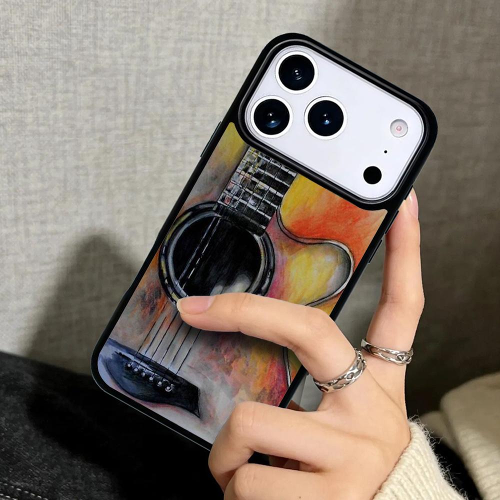 Hülle Case für iPhone 17 Air 16 Pro Max 15 Plus 11 13 Mini 14 12 Rückseite Handyhülle Musik Gitarre