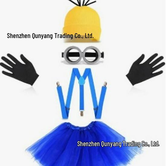 Minion-inspiriertes Strickmützen- und Handschuh-Set mit Brille und Netzrock Kostümzubehör