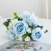 1pc Blue Artificial Flower Hydrangea Fake Peony Silk Flowers Rose Bouquet for Home Wedding Bride Bouquet Decor, Valentine Day