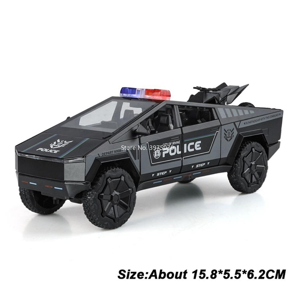 1:32 Pickup Alloy Cars Models Diecast Toys Pull Back Light Music Miniature Vehicles Doors Opened Police Car Kids' Edutainment