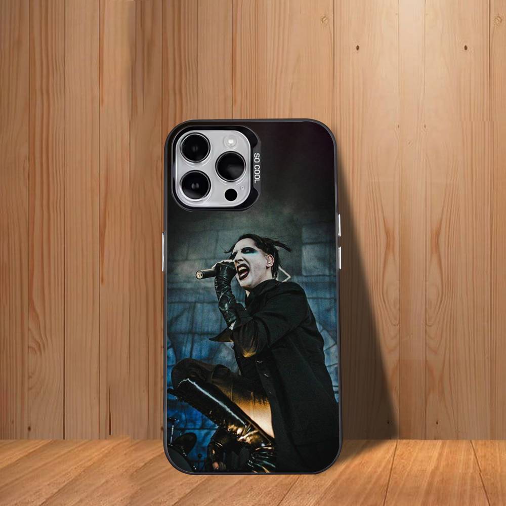 M-Marilyn M-Manson Singer Phone Case For iPhone 17,16,15,14,13,12,11,Mini,Pro,SE,MAX White Matte Shockproof Cover