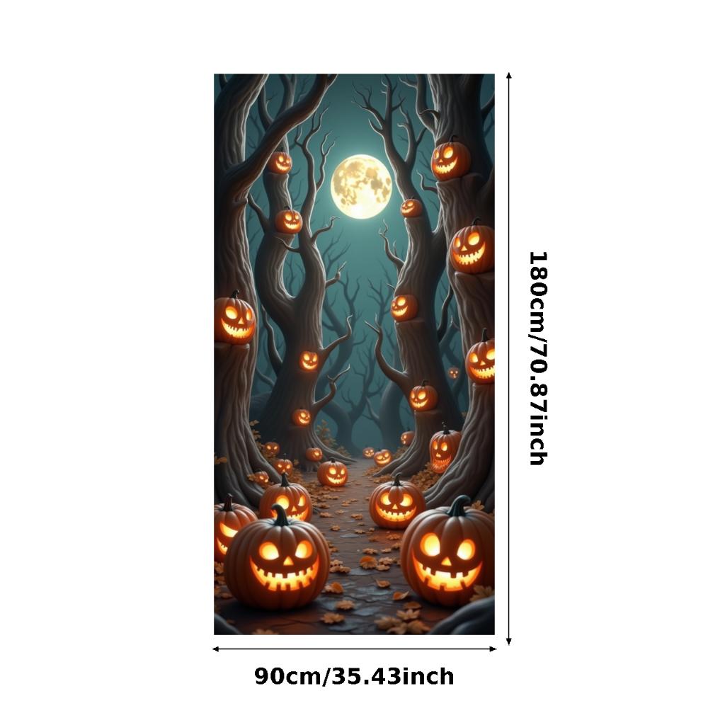 Jack O Lantern Banner Starry Sky Forest Theme Banner Pumpkin Banner Halloween Theme Spooky Decoration For Autumn Celebration