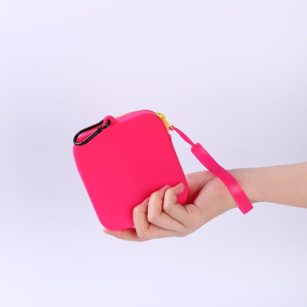 Portable Silicone Coin Purse Waterproof Solid Color Earphone Bag Zipper Small Item Bag Students