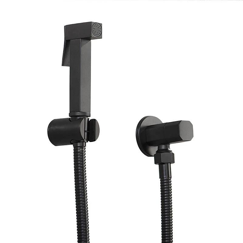 Matt Black & Chrome Plated Brass Square Bidet Sprayer Bathroom Bidet Faucet