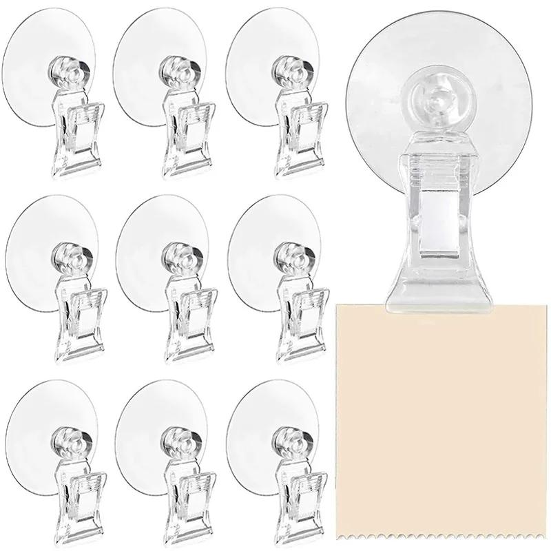 5/1Pcs Plastic Suction Cup Clips Transparent Sucker Clamp Bathroom Window Glass Suction Cup with Clip for Advertising Display