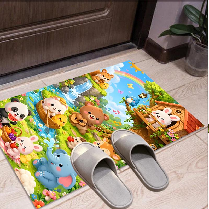 Masha and The Bear Pattern Rug, Indoor/Outdoor Mat, for Picnic, Gameroom, Bedroom, Office, Living Room, Home Decor Carpet, Birthday Gift