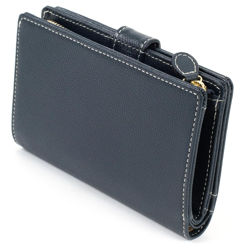 Bifold Geldbörse Münzbörse Reißverschluss Typ PH0451 Dunkle Naht 10915 [Kitamura] L-förmig Blau/Elfenbein [Marineblau]