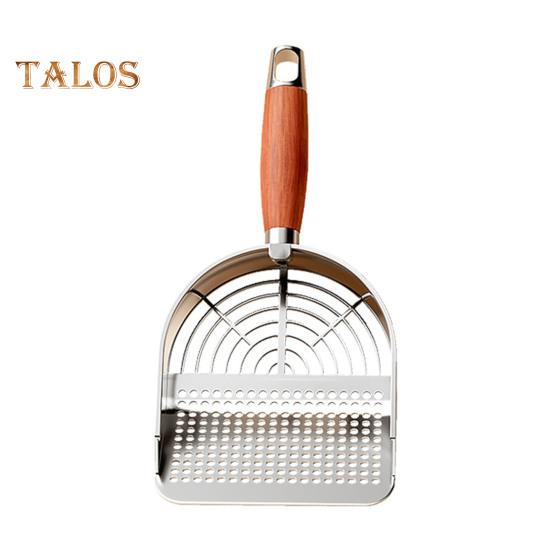 

Металлический совок для кошачьего туалета с держателем, совок для сбора домашних животных с эргономичной деревянной ручкой, лопата для быстрого просеивания, товары для кошек B