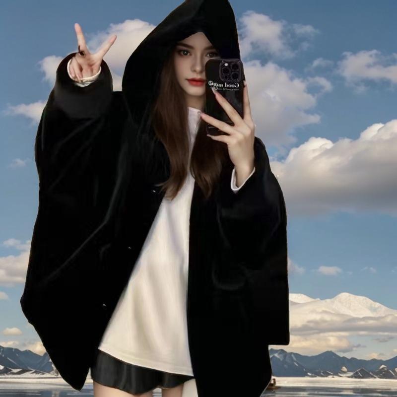 

Женское пальто с капюшоном с длинным рукавом, плюшевое пальто из искусственного меха норки, кожаная утолщенная куртка из искусственного меха L recommends 120-72.5kg