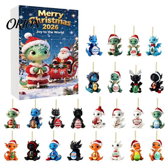 Christmas Tree Hanging Ornaments 2026 Dragon Advent Calendar, 24 Days Funny Baby Figures Countdown Acrylic Decorations 2D Cartoon for Xmas Tree, Home