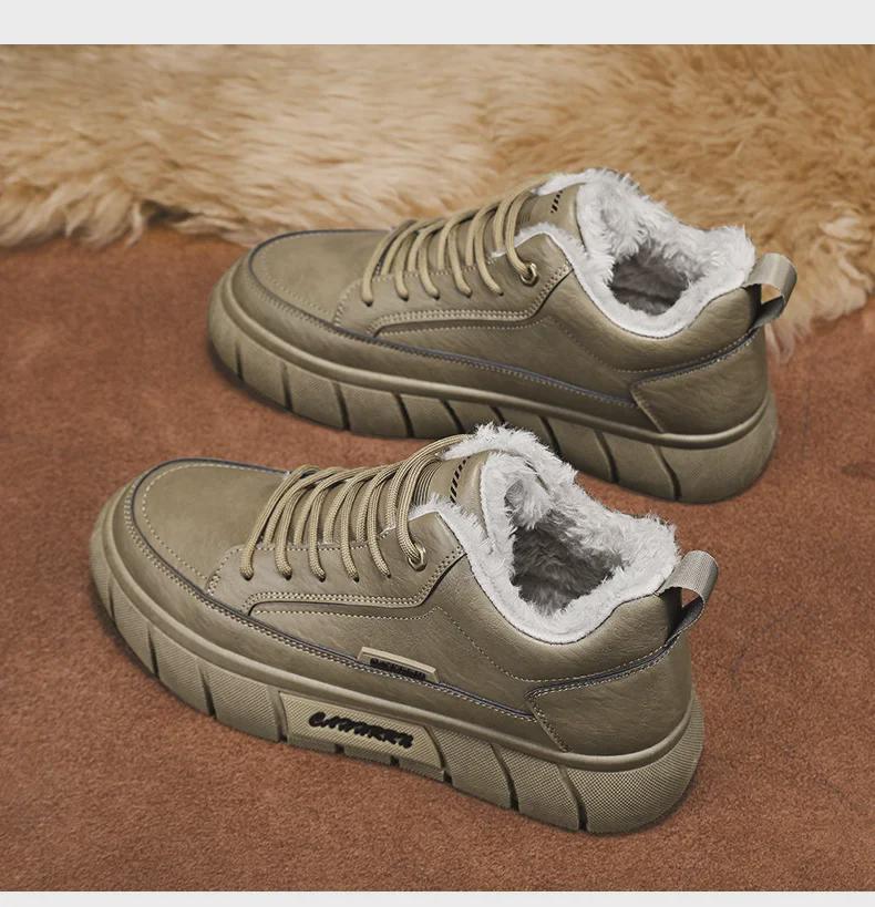 Men's Large Size Winter Mid-Top Fashion & Sport Shoes with Extra Warm Velvet