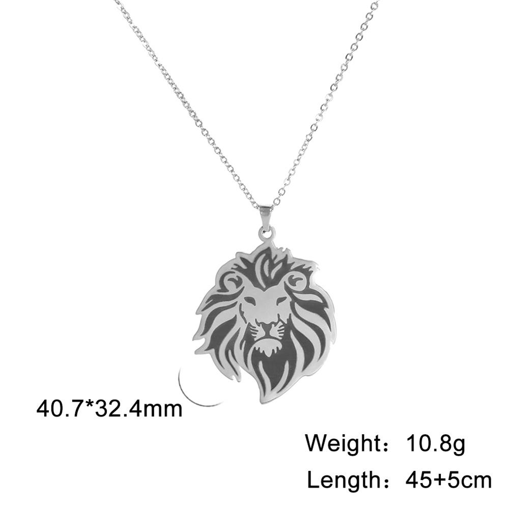 My Shape Punk Lion Head Pendant Necklace for Men WomenStainless Steel  Animals Necklace Choker Box Chain Fashion Jewelry Male
